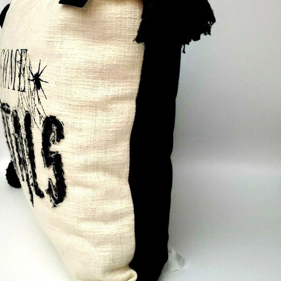Place and Time Halloween Throw Pillow with Tassels "Welcome Mortals" - Picture 5 of 12